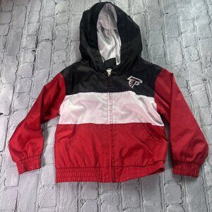 NFL Team Apparel Atlanta Falcons 3T Toddler Windbreaker Hoodie Jacket Red Black